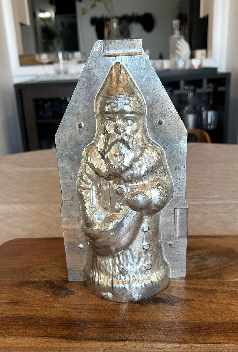 GES GESCH Old St Nicholas With Clips Chocolate Mold Vintage Makers Mark 9 3/4 In